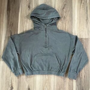 Girls Cropped Quarter Zip Hooded Long Sleeve Sweatshirt by Hippie Rose sz small